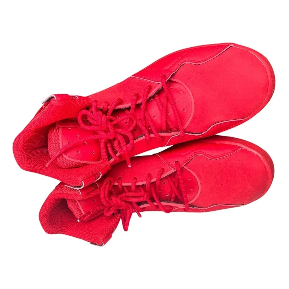 Adidas Men's 8 Red Leather High Top Basketball Sneakers